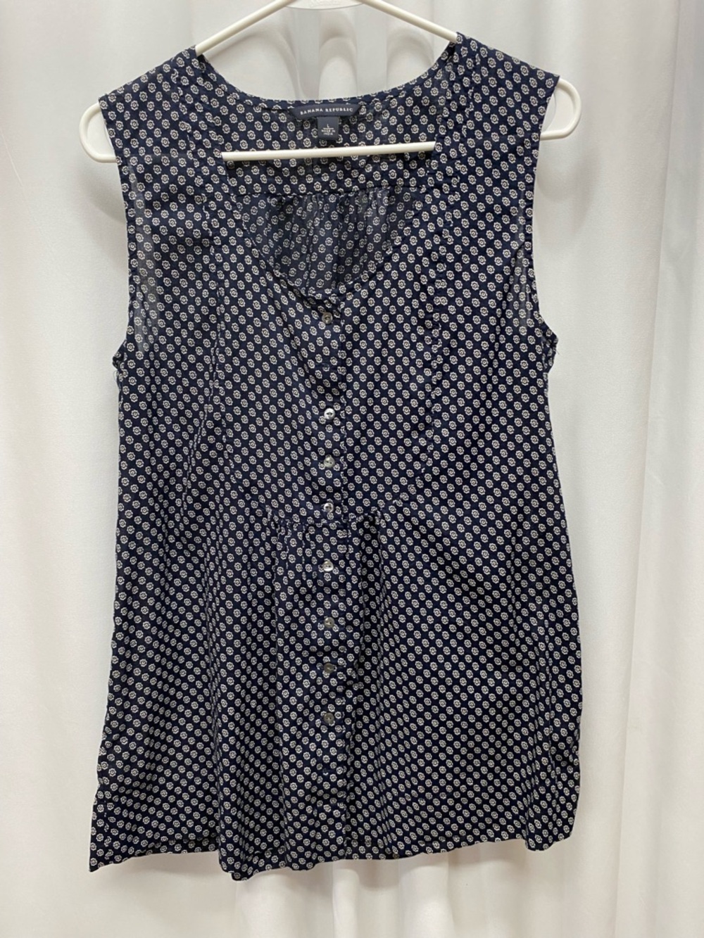 Banana Republic womens blouse large y2k retro vintage navy patterned